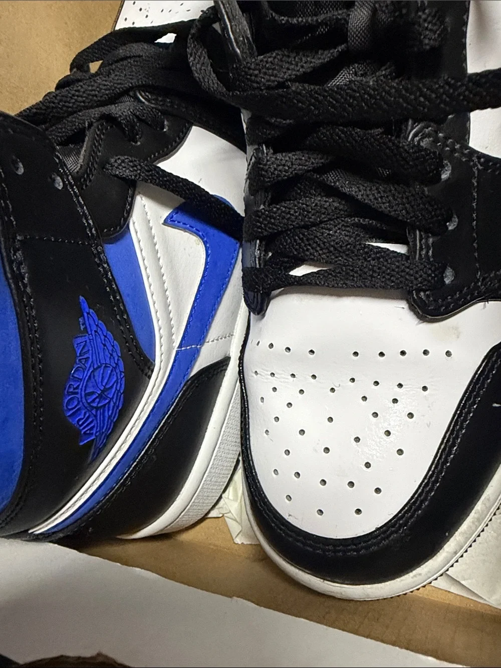 Jordan High-Top Sneakers in Black/White/Royal Blue